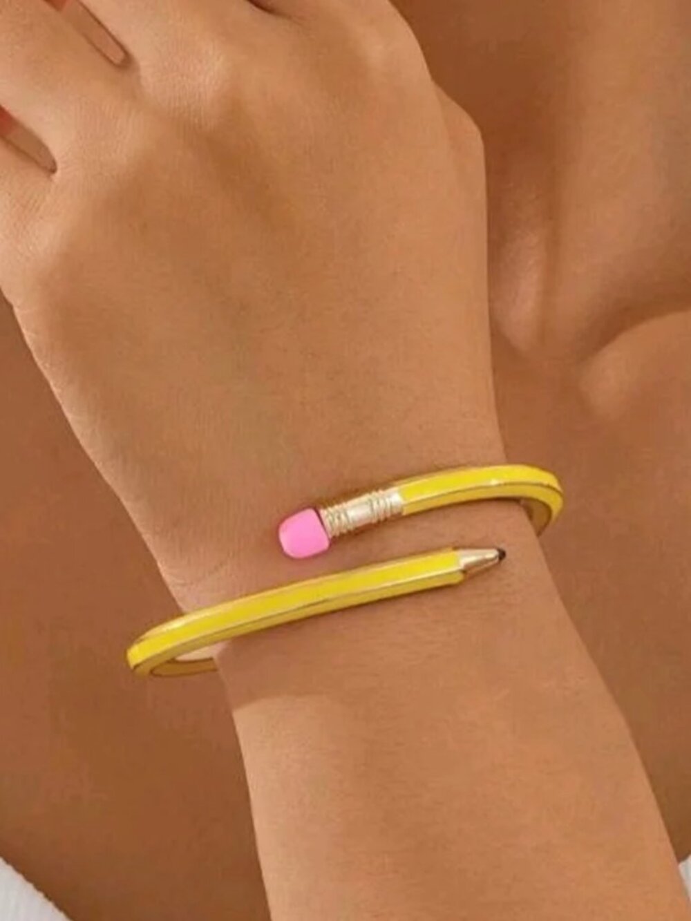 Yellow Pencil‎ Teacher Metal Cuff Bracelet (BRAND-NEW & SO CUTE!)